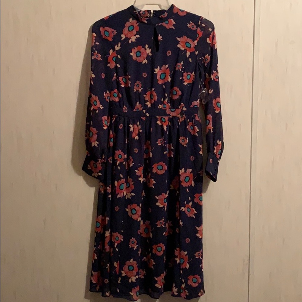ModCloth Navy Blue Floral Dress